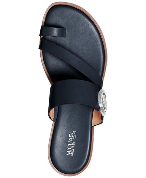 michael kors slide sandals black|Michael Kors slip on sandals.